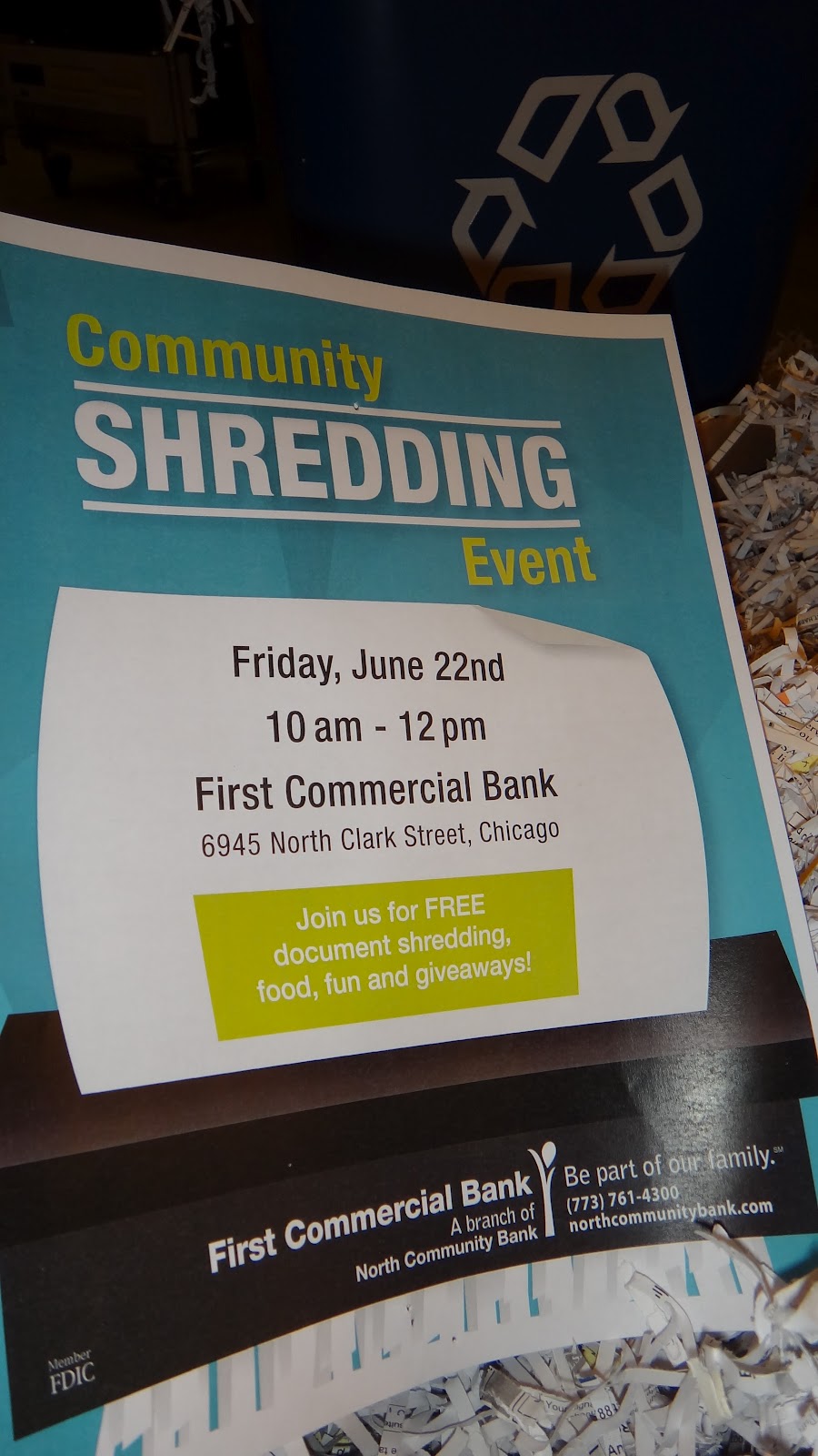 Rogers Park Chamber of Commerce First Commercial Bank Shredding Event