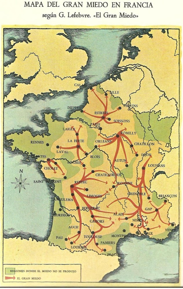 creartehistoria Mapa del "Gran Miedo" en la Francia revolucionaria
