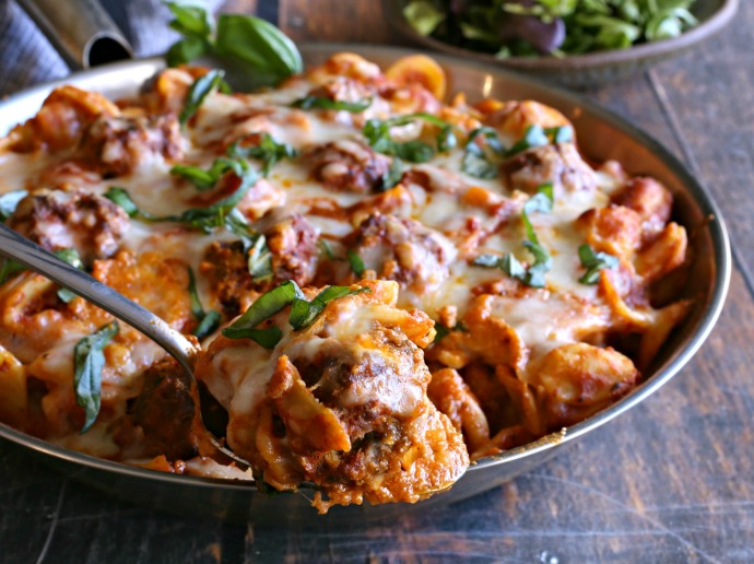 Hungry Couple Cheesy Meatball Casserole