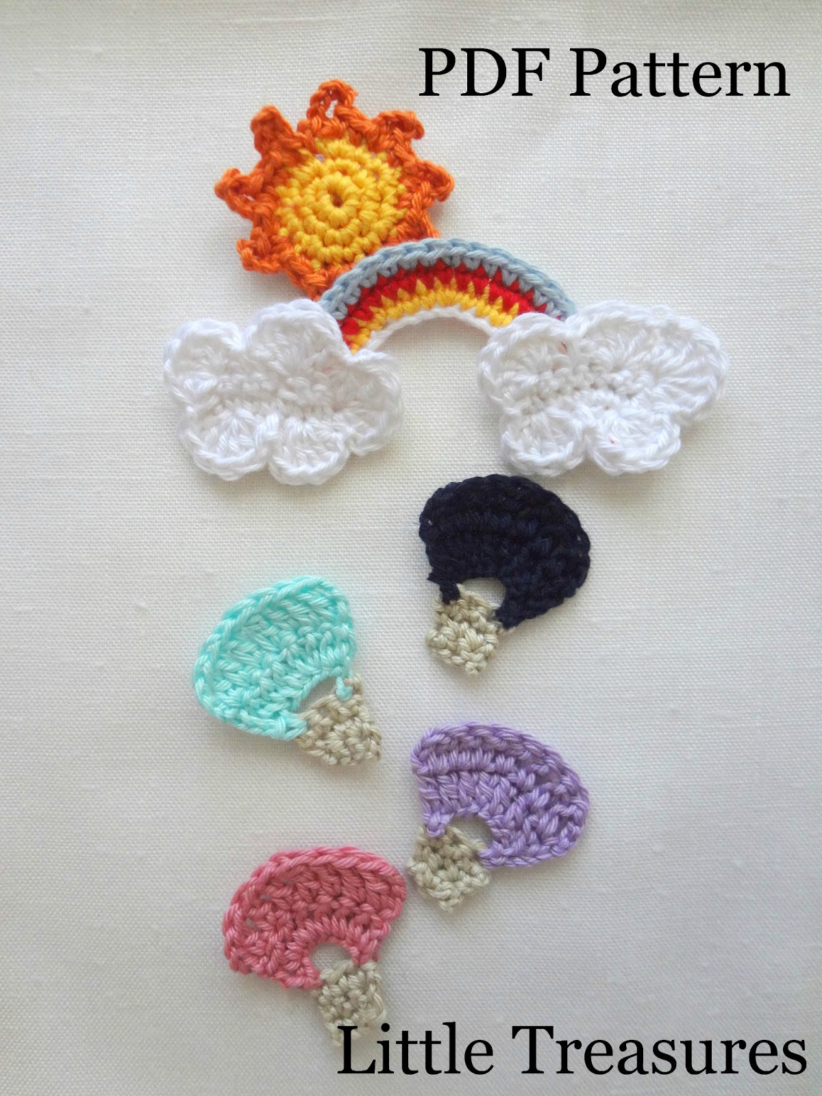 Little Treasures: Hot- Air Balloon, Rainbow, Cloud and Sun PDF Pattern