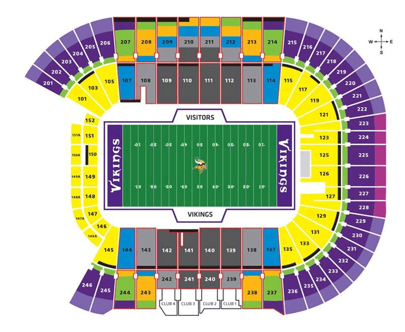 Us Bank Stadium Seating Chart With Rows And Seat Numbers