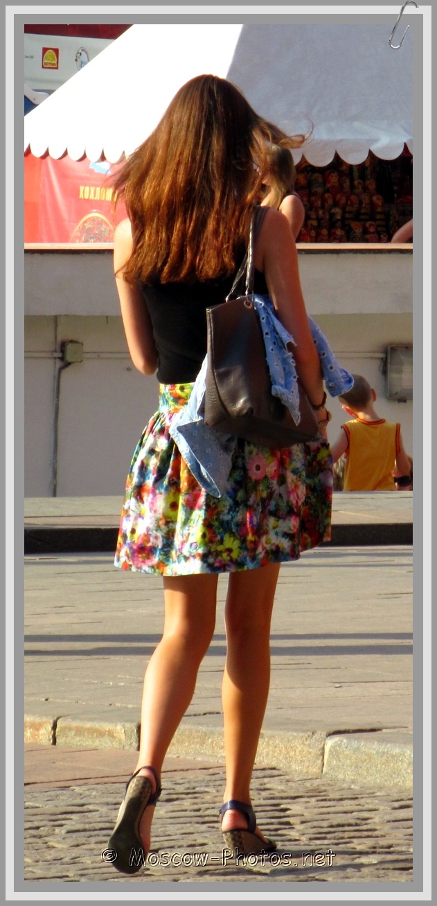 Moscow Girl In Colored Summer Dress  