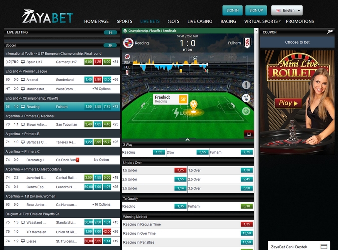 Zayabet Live Betting Zayabet Live Betting Screen