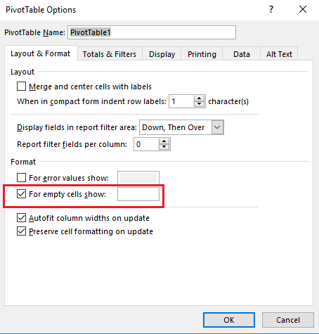 How to remove blank values in an Excel Pivot Table