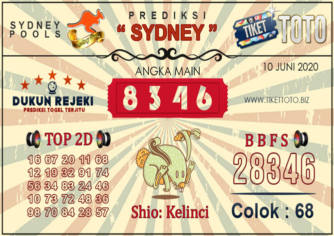Prediksi Togel SYDNEY TIKETTOTO 10 JUNI 2020