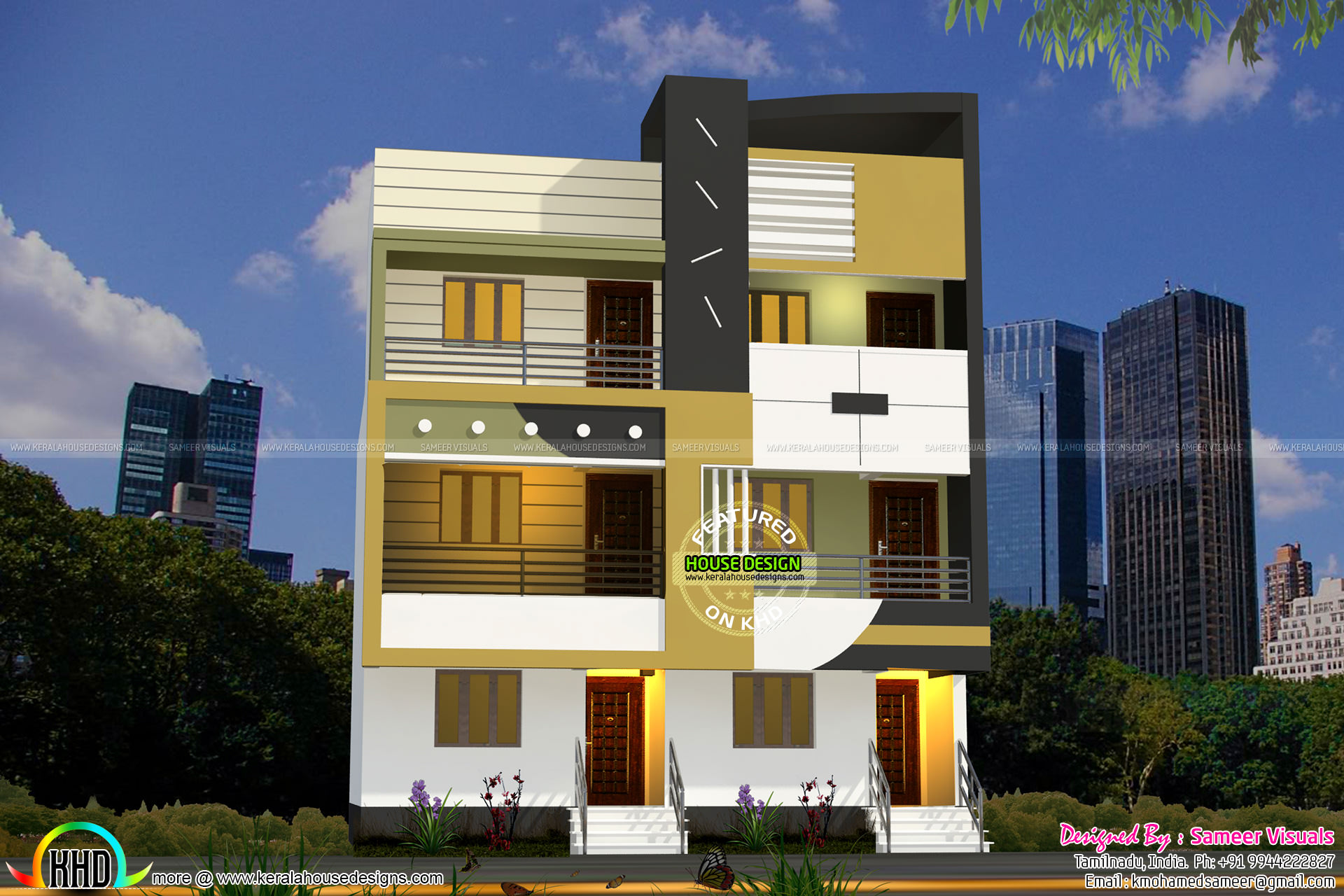 Twin house architecture Sameer - Kerala home design and floor plans