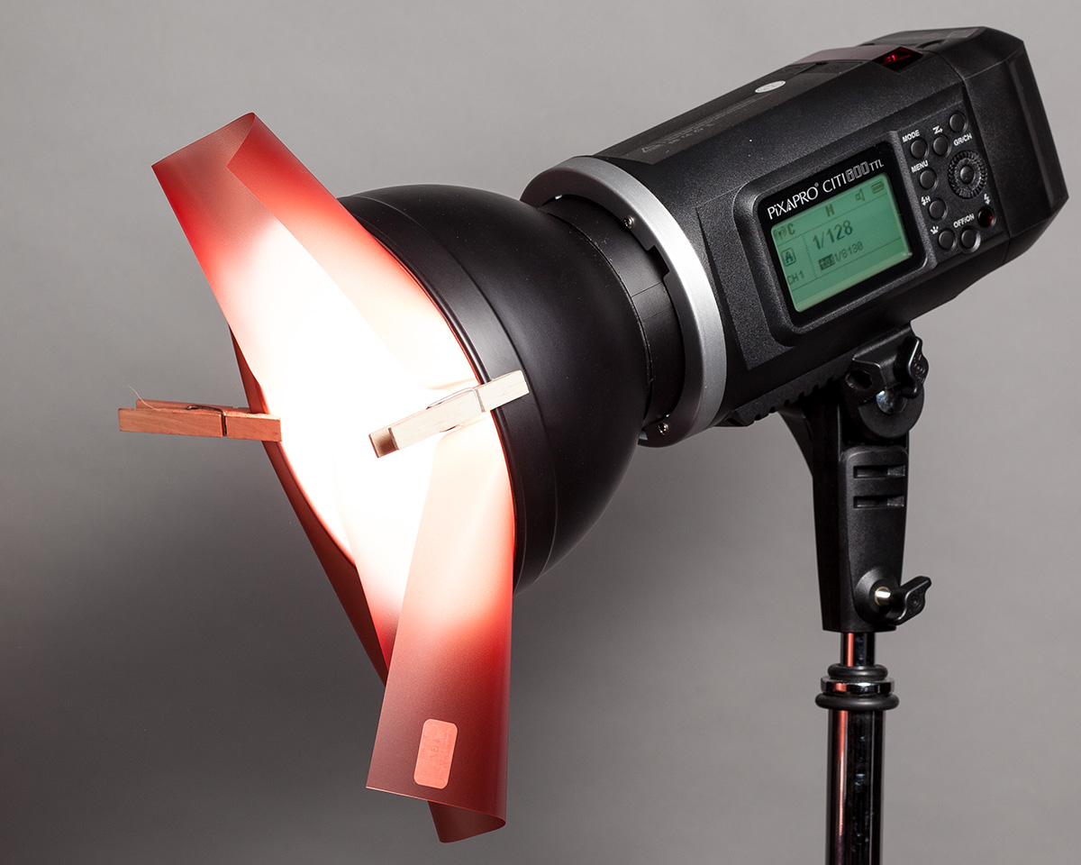 How to attach lighting gels to studio & battery flash