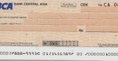 Contoh Check/Cek Bank  Pria Nugraha