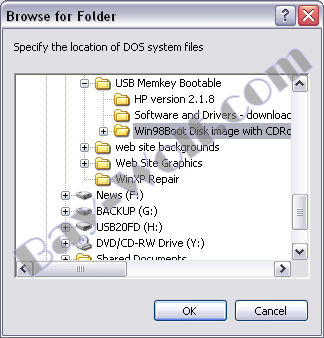 Browse for Win 98 Folder