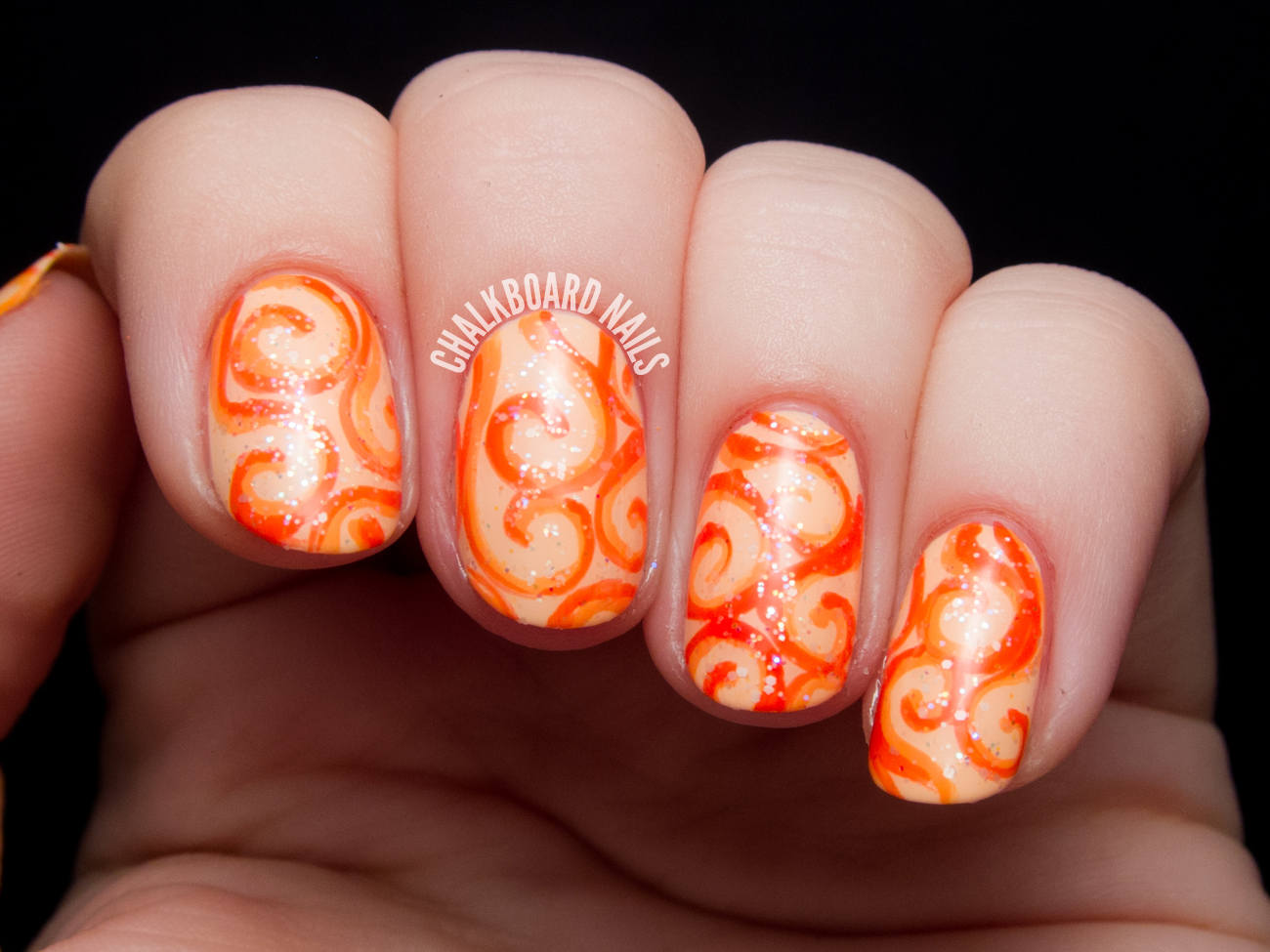 Marble Orange Nail Art - wide 4