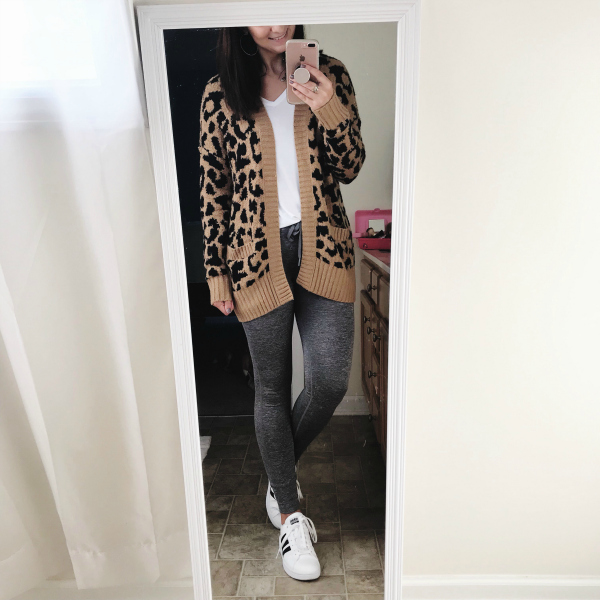 leopard print cardigan, fall fashion, style on a budget, north carolina blogger, look for less, what to buy for fall