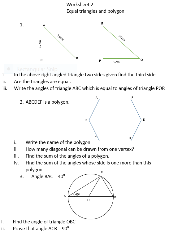 ANITHA UK *MATHS BLOG* worksheet VIII equal triangles and polygons 2017