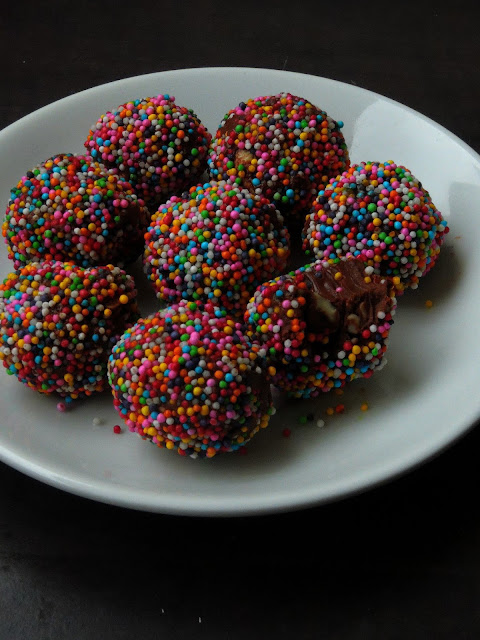 Peanut Butter Chocolate truffles with almonds