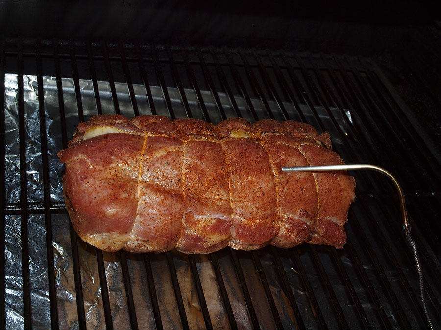 Pellet Smoker Cooking Hickory Smoked Stuffed Pork Loin