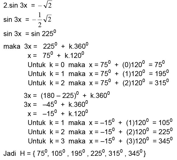 Persamaan trigonometri materi lengkap matematika