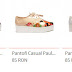 Pantofi casual cu talpa groasa / inalta, cu imprimeu floral - negri, albi, nude