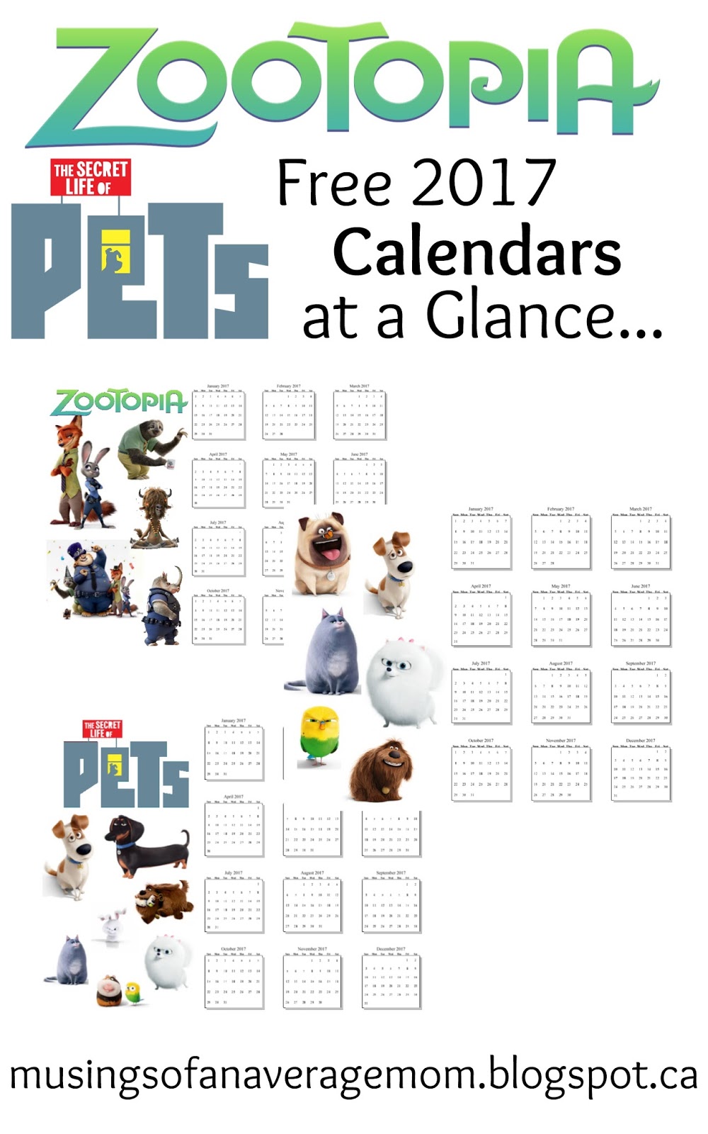 Musings of an Average Mom Secret Life of Pets Calendars