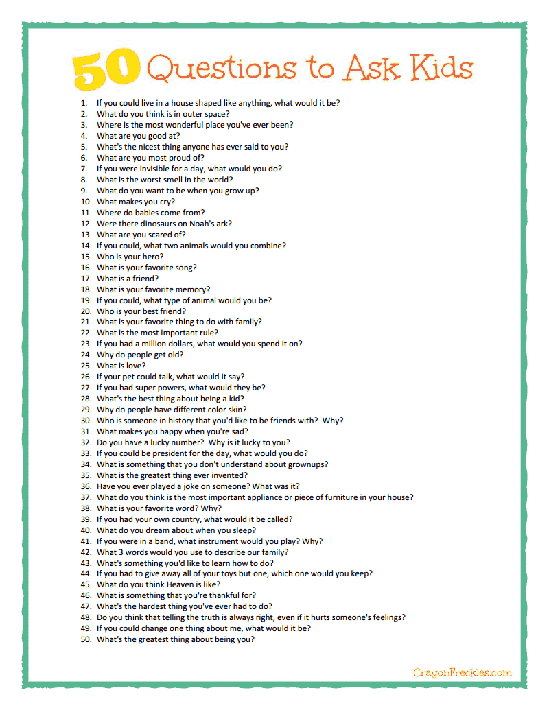 Crayon Freckles 50 Questions To Ask Kids plus Free Printable 