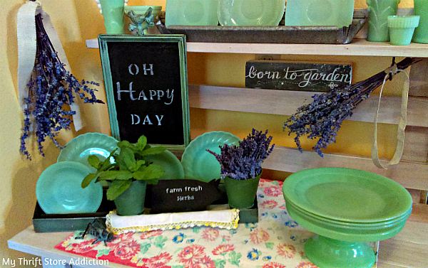 Repurposed tool tray farmhouse vignette