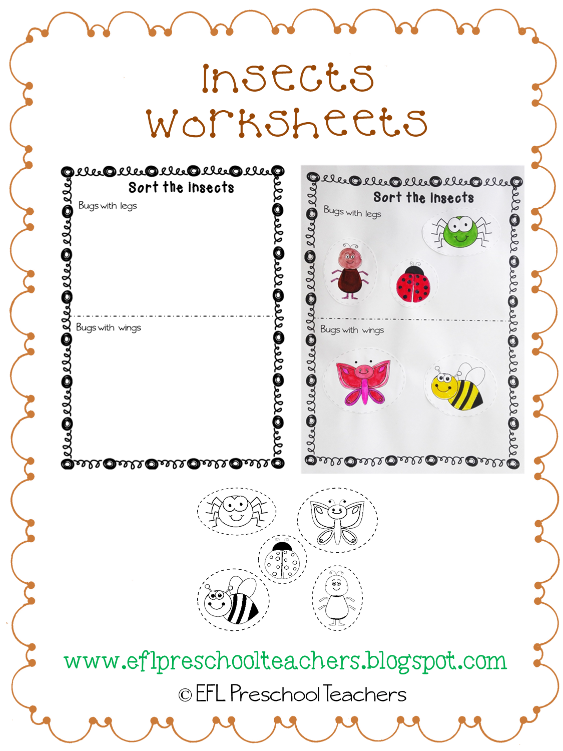 ESL/EFL Preschool Teachers Insects Worksheets and more for Preschool ELA