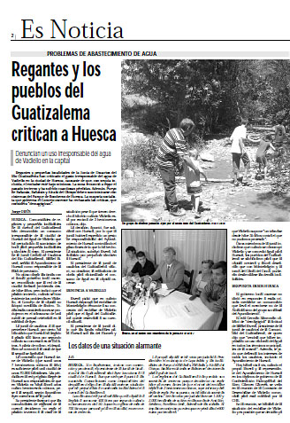 Fañanás: Regantes y los pueblos del Guatizalema critican a Huesca