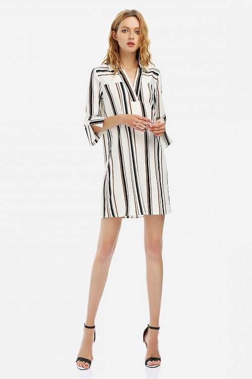 V Neck Shirt Dress