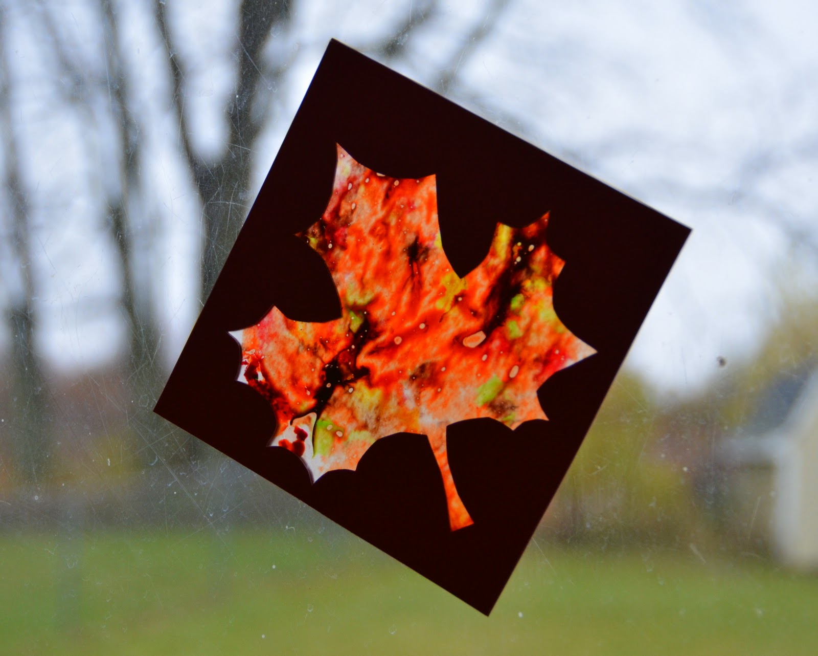 Craft Lovin' Mama Melted Crayon Stained Glass Window Leaves