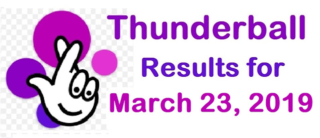 Thunderball results for Saturday, 23 March 2019 Thunderball results for Saturday, 23 March 2019
