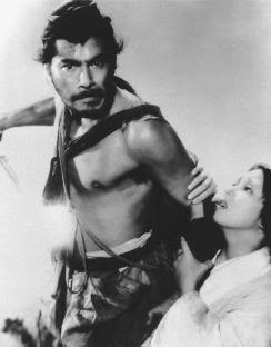 Toshirō Mifune and Machiko Kyō in Rashomon