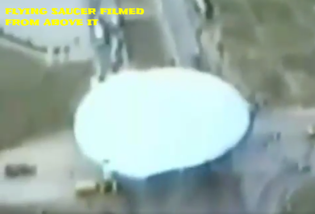 Flying saucer is filmed from above it showing how big it is.