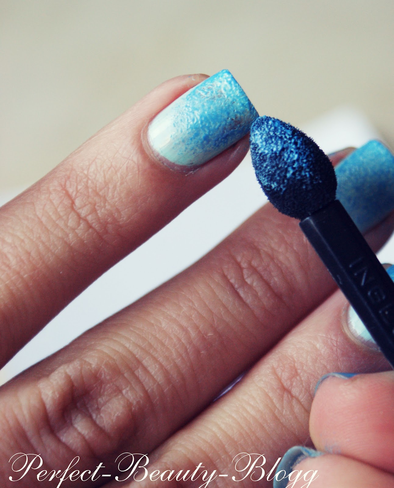 Ombre nails with an eyeshadow brush. Paint your nails with your base