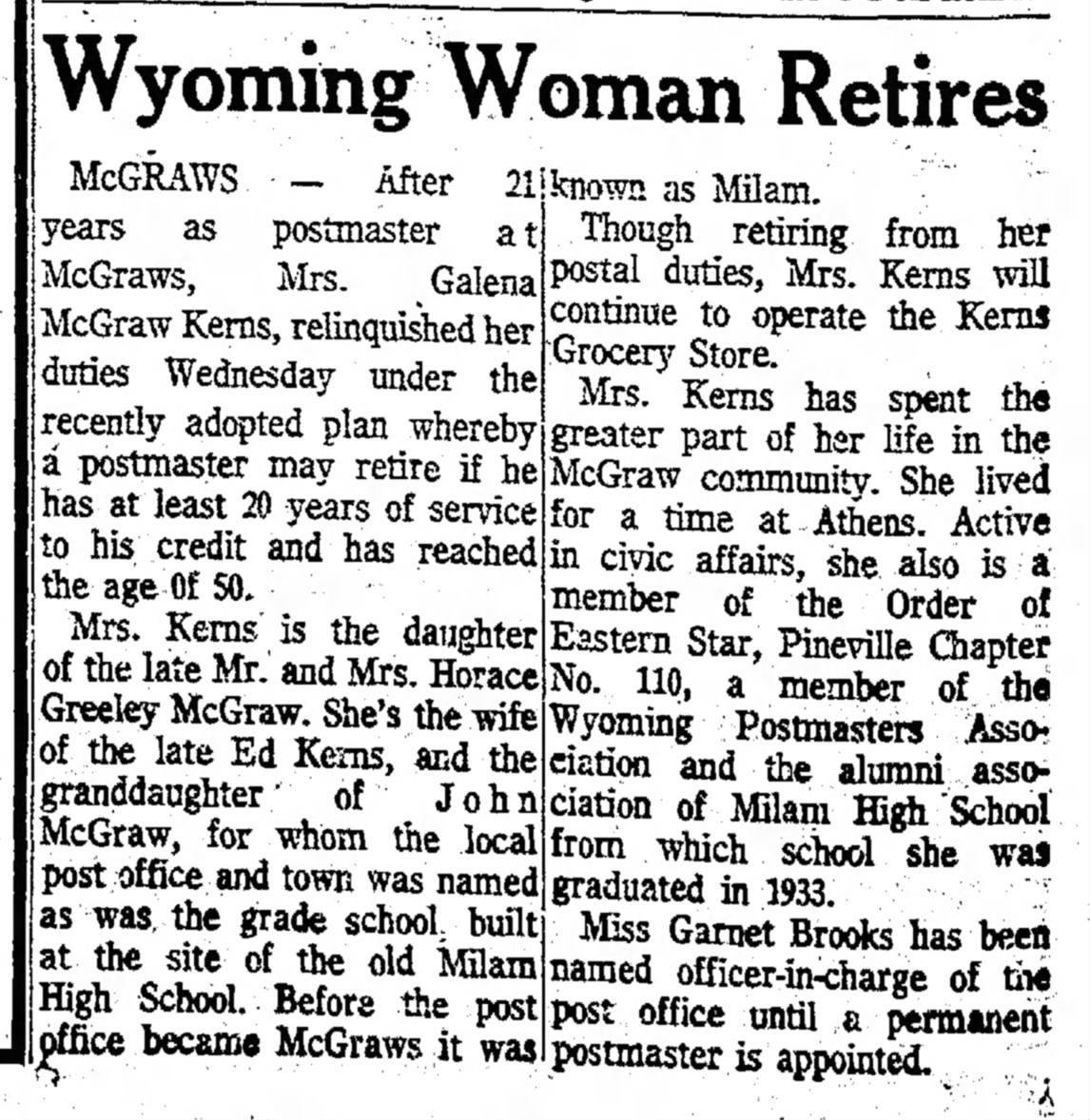 The McGraw Family Reunion (WV) Blog Today In McGraw History.