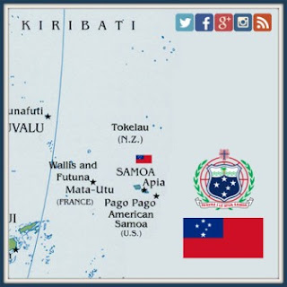 Samoan  flag & map