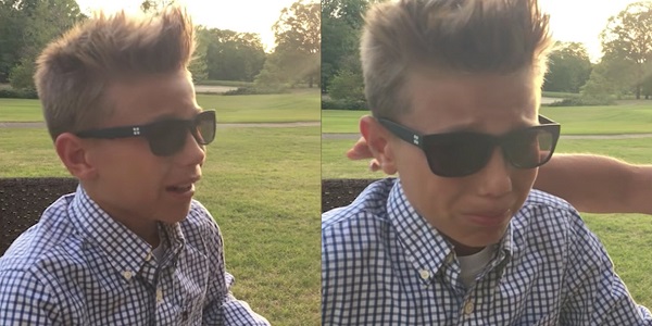 Boy gets sunglasses as gift