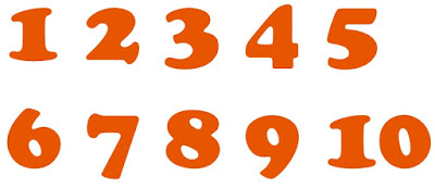 números del 1 al 10 en naranja, numero del uno al diez de color anaranjado