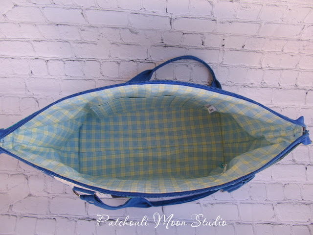 Patchouli Moon Studio~ Large Retreat Bag in Blue Patchwork