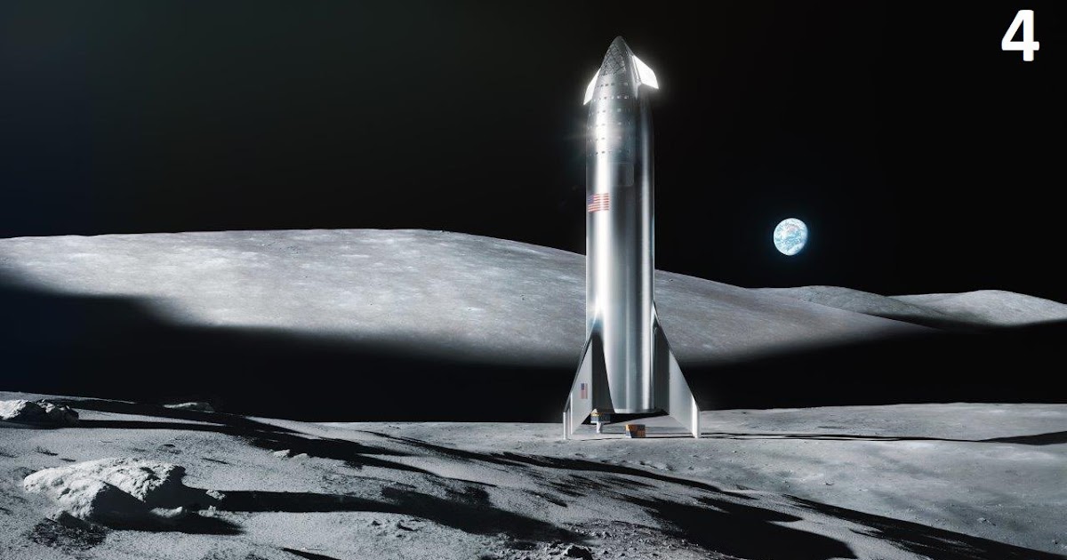 New official renders of SpaceX Starship on the Moon & at Mars Base
