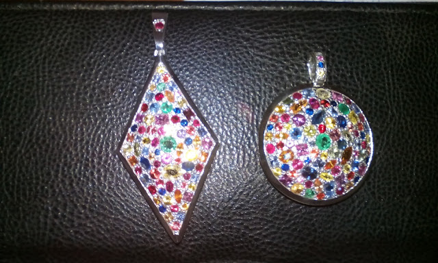 Handmade Silver Pendants with Multi Color Sapphire Gemstones