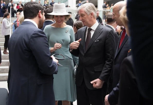 Queen Mathilde wore a gray embroidered coat by Esmeralda Ammoun, a Belgian designer