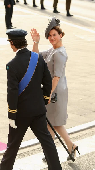 Princess Stephanie of Luxembourg and Prince Guillaume of Luxembourg kiss on the balcony of the Grand-Ducal Palace following the wedding ceremony of Prince Guillaume Of Luxembourg and Princess Stephanie of Luxembourg