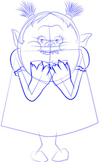 Langkah 7. Cara Mudah Sketsa/Menggambar Tokoh Bridget dari film animasi serial Trolls