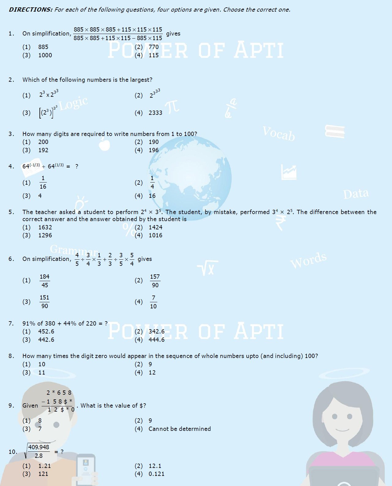 Maths, Power of Apti, Aptitude Building, CSAT, CAT, XAT, Bank PO, SSC CGL. RBI, CAPF, Aptitude Tests, Clerical http://civils.pteducation.com/p/powerofapti-lesson6.html