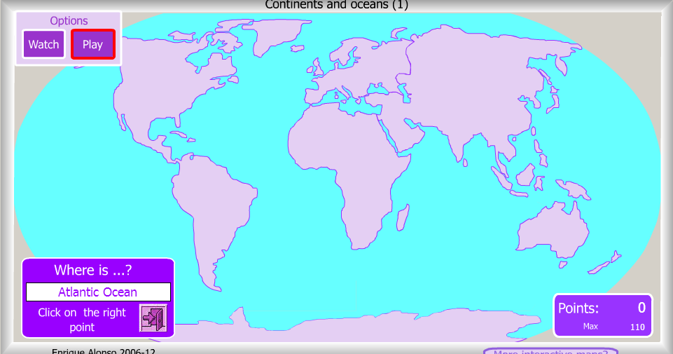 Maths science year 6 continents and oceans game
