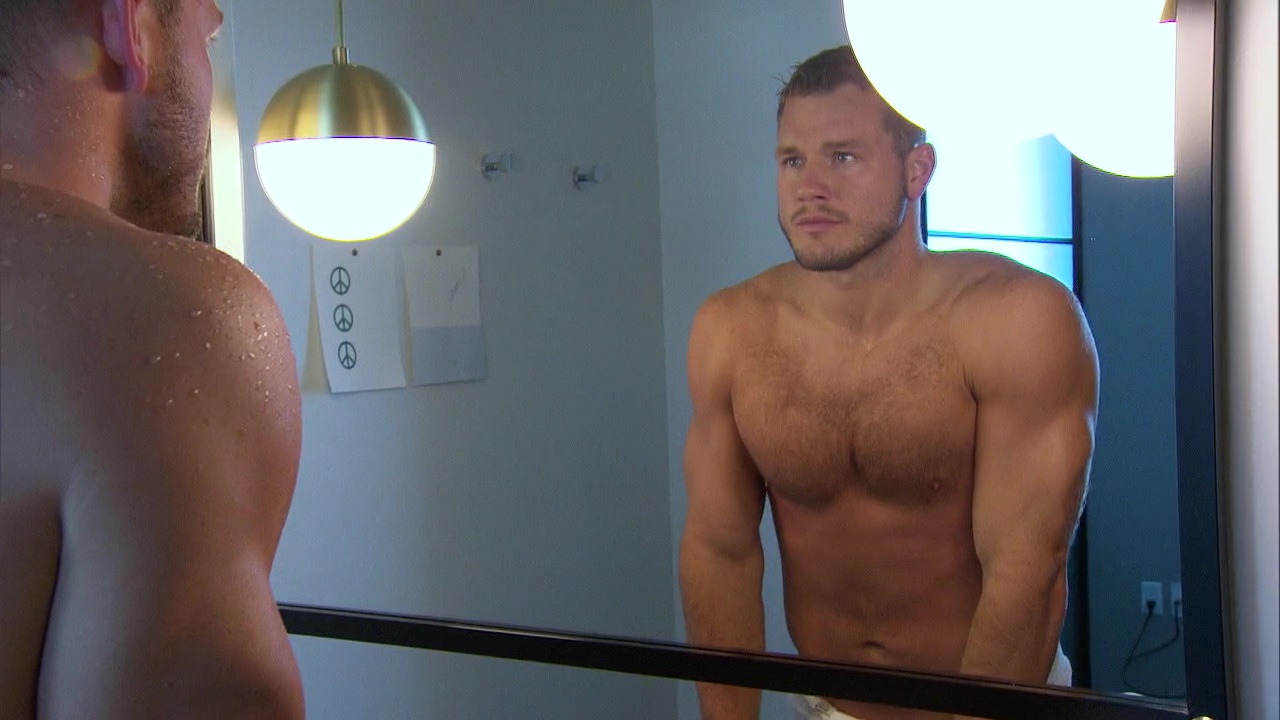 Colton Underwood shirtless in The Bachelor 23-08 "Week Eight" .