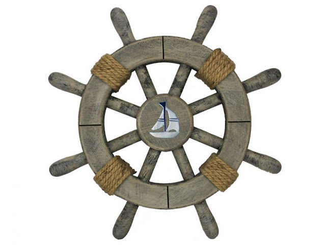  Rustic Ship Wheel with Sailboat Nursery Decorating 