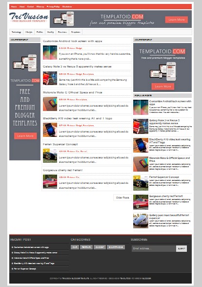 TriVusion Super Fast Loading Seo Responsive Blogger Template