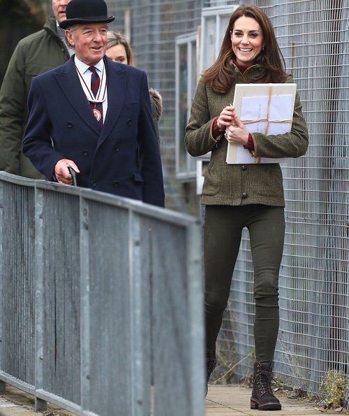 Kate Middleton wore Dubarry jacket, See By Chloe ankle boots, KIKI McDonough Lauren gold diamond pave leaf earrings
