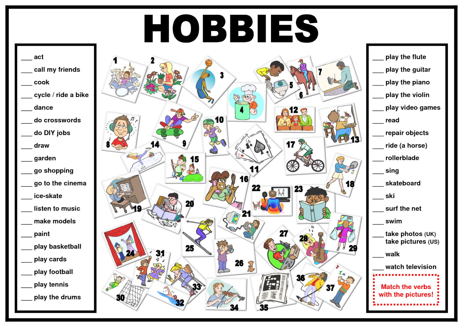 Worksheet Hobbies Esl In Addition English Worksheet On Tenses In
