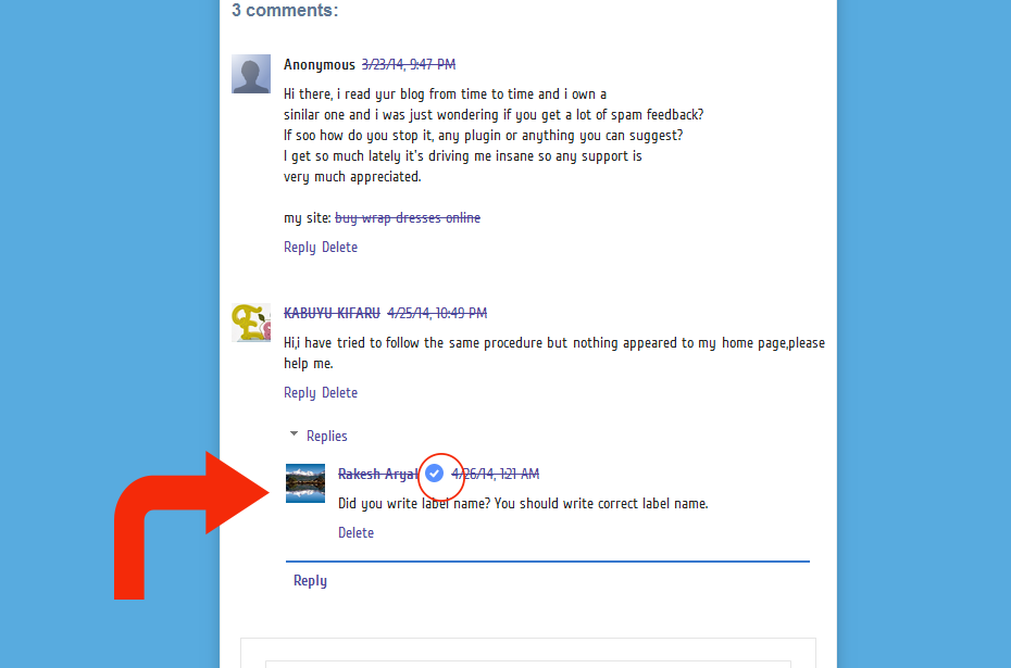 verified twitter page tick mark for admin comments in blogger all