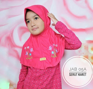 Jilbab Anak Delima serut karet Jab 05A